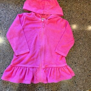 Gerber Hot Pink Hooded Zip-Up swim coverup